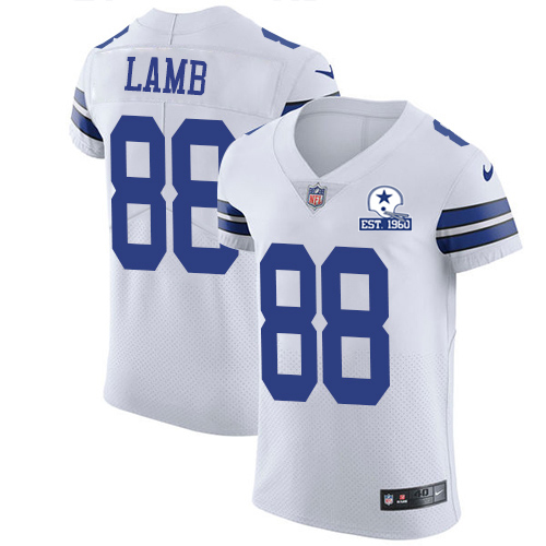 Cowboys #88 CeeDee Lamb White Men's Stitched With Established In 1960 Patch New Elite Jersey