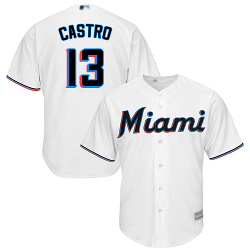 Miami Marlins #13 Starlin Castro White Cool Base Stitched Youth Jersey Youth