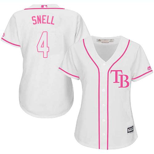 Tampa Bay Rays #4 Blake Snell White/Pink Fashion Women's Stitched Jersey Womens