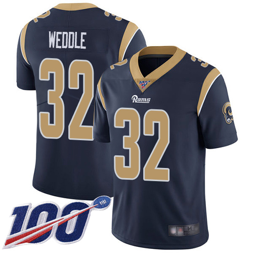 Los Angeles Rams #32 Eric Weddle Navy Blue Team Color Men's Stitched 100th Season Vapor Limited Jersey Men's