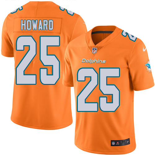 Miami Dolphins #25 Xavien Howard Orange Youth Stitched Limited Rush Jersey Youth