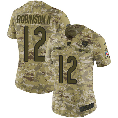 Chicago Bears #12 Allen Robinson II Camo Women's Stitched Limited 2018 Salute to Service Jersey Womens