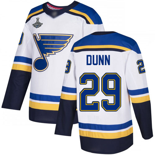 Adidas St. Louis Blues #29 Vince Dunn White Road Authentic Stanley Cup Champions Stitched Jersey Men's