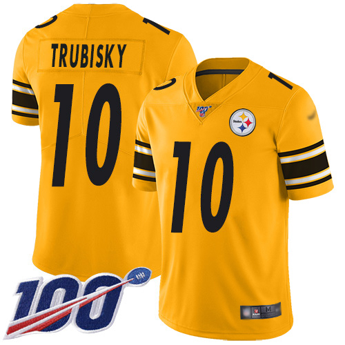 Steelers #10 Mitchell Trubisky Gold Youth Stitched Limited Inverted Legend 100th Season Jersey