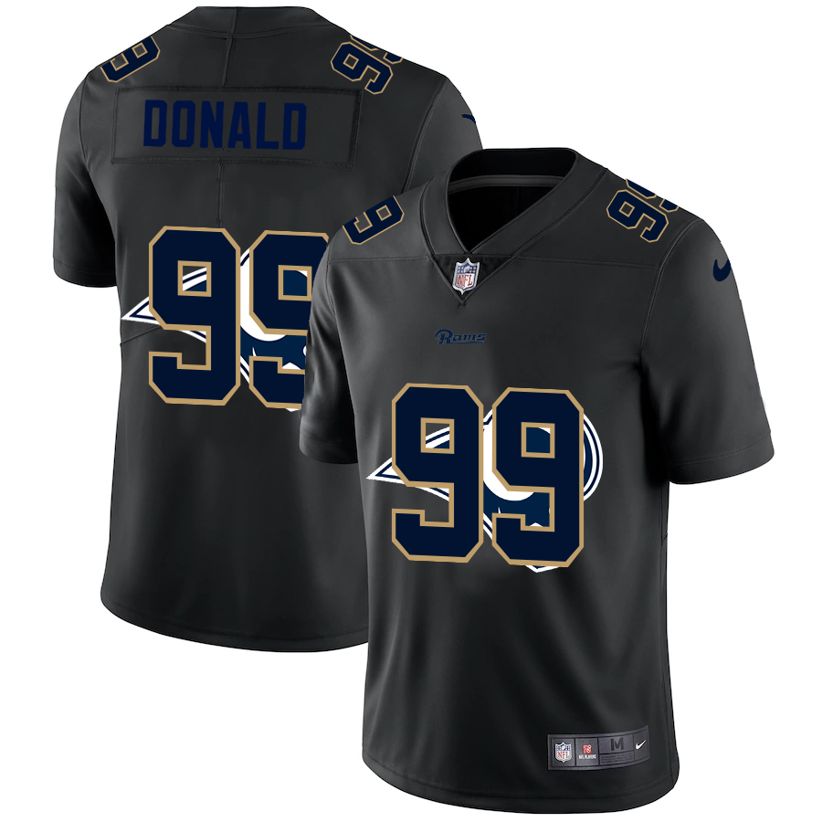 Los Angeles Rams #99 Aaron Donald Men's Team Logo Dual Overlap Limited Jersey Black
