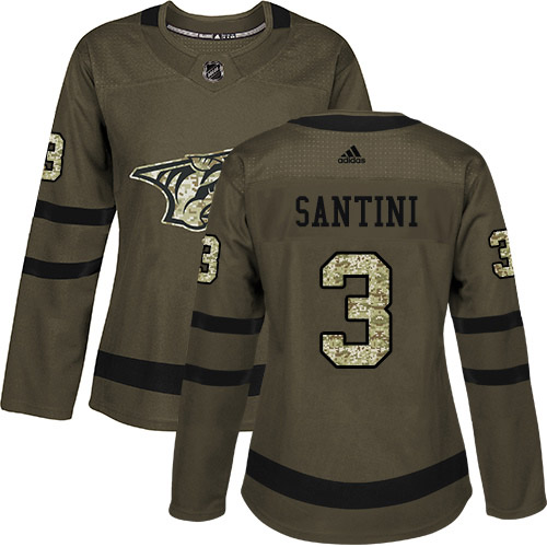 Adidas Nashville Predators #3 Steven Santini Green Salute to Service Women's Stitched Jersey Womens