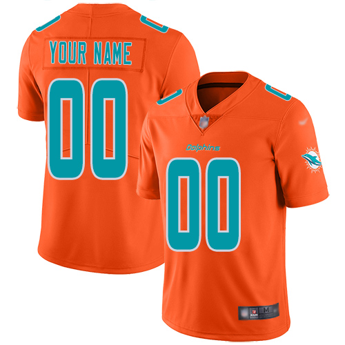 Miami Dolphins Customized Orange Men's Stitched Limited Inverted Legend Jersey