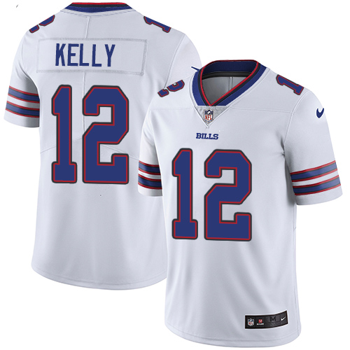 Bills #12 Jim Kelly White Youth Stitched Vapor Untouchable Limited Jersey