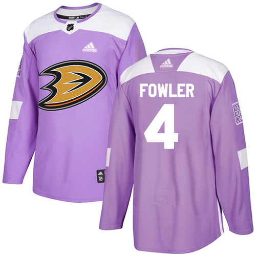 Adidas Anaheim Ducks #4 Cam Fowler Purple Authentic Fights Cancer Stitched Jersey Men's