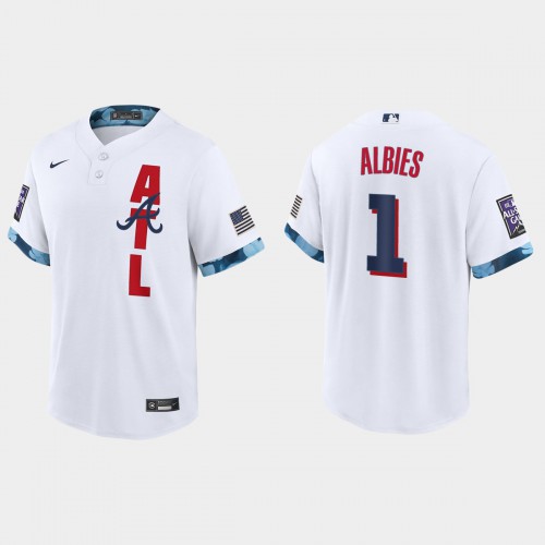 Atlanta Atlanta Braves #1 Ozzie Albies 2021 All Star Game Fan's Version White Jersey Men's