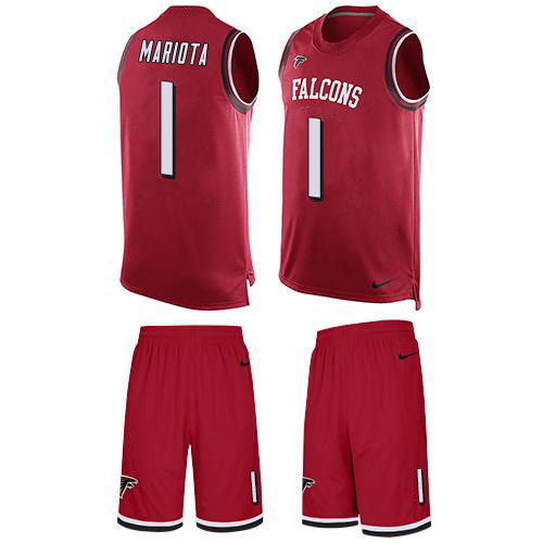 Falcons #1 Marcus Mariota Red Team Color Men's Stitched Limited Tank Top Suit Jersey