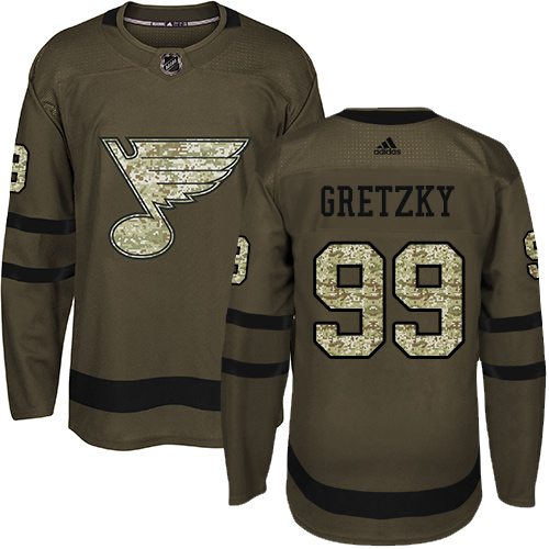 Adidas St. Louis Blues #99 Wayne Gretzky Green Salute to Service Stitched Youth Jersey Youth