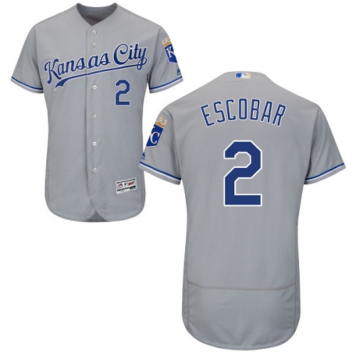 Kansas City Royals #2 Alcides Escobar Grey Flexbase Authentic Collection Stitched Jersey Men's