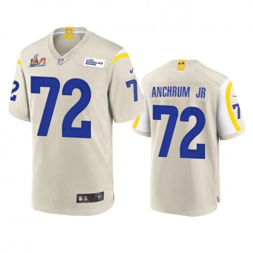 Los Angeles Los Angeles Rams #72 Tremayne Anchrum Jr. Men's Super Bowl LVI Patch Game Jersey - Bone Men's