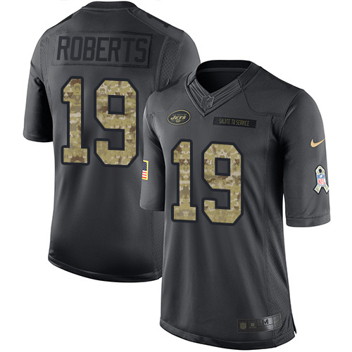 New York Jets #19 Andre Roberts Black Men's Stitched Limited 2016 Salute To Service Jersey Men's