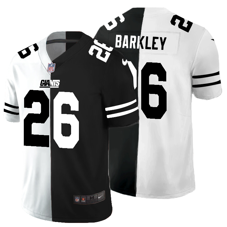 New York Giants #26 Saquon Barkley Men's Black V White Peace Split Vapor Untouchable Limited Jersey