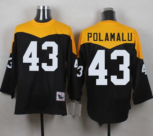 Mitchell And Ness 1967 Steelers #43 Troy Polamalu Black/Yelllow Throwback Men's Stitched Jersey
