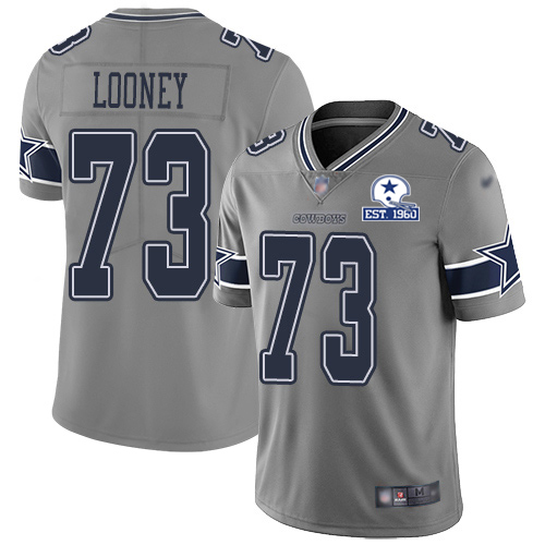 Dallas Cowboys #73 Joe Looney Gray Men's Stitched With Established In 1960 Patch Limited Inverted Legend Jersey Men's