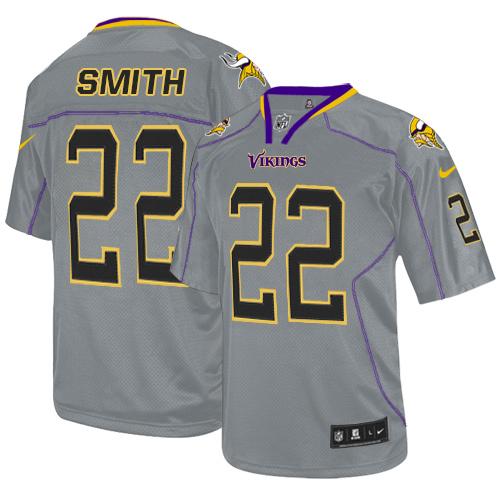 Vikings #22 Harrison Smith Lights Out Grey Men's Stitched Elite Jersey