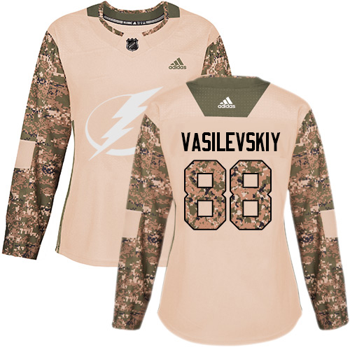 Adidas Tampa Bay Lightning #88 Andrei Vasilevskiy Camo Authentic 2017 Veterans Day Women's Stitched Jersey Womens