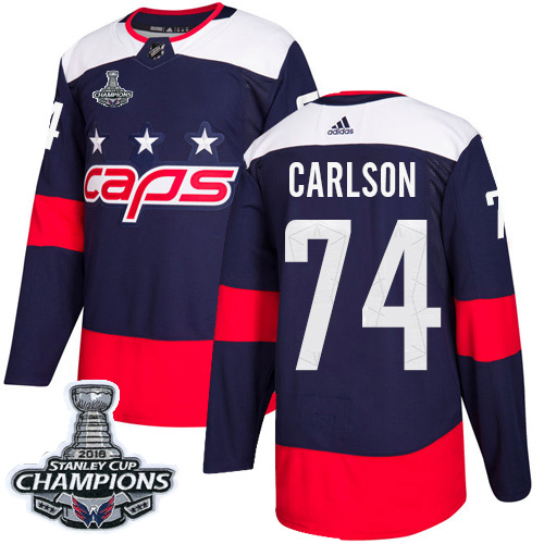 Adidas Washington Capitals #74 John Carlson Navy Authentic 2018 Stadium Series Stanley Cup Final Champions Stitched Jersey Men's