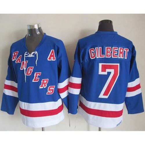 New York Rangers #7 Rod Gilbert Light Blue CCM Throwback Stitched Jersey Men's