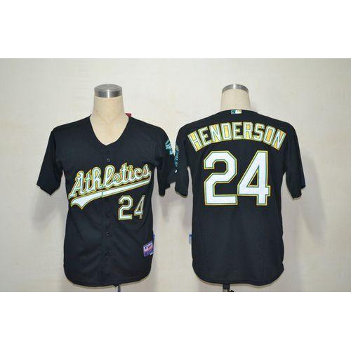 Oakland Athletics #24 Rickey Henderson Black Cool Base Stitched Jersey Men's