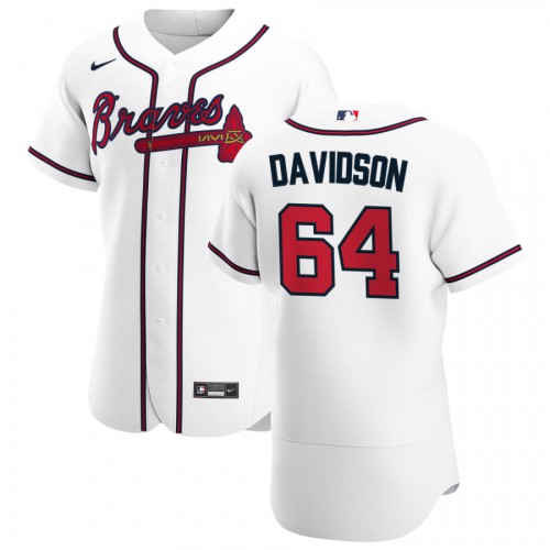 Atlanta Atlanta Braves #64 Tucker Davidson Men's White Home 2020 Authentic Player Jersey Men's