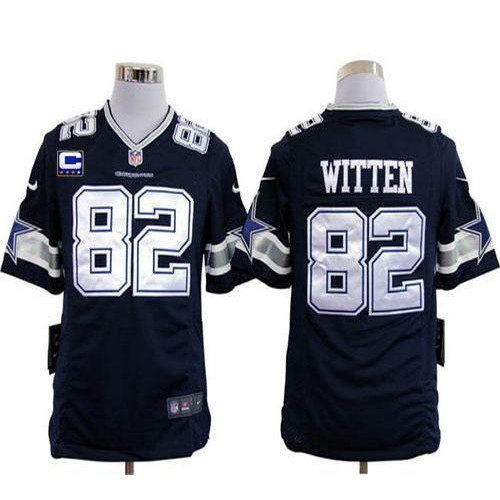 Dallas Cowboys #82 Jason Witten Navy Blue Team Color With C Patch Men's Stitched Game Jersey Men's