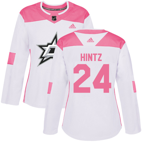 Adidas Dallas Stars #24 Roope Hintz White/Pink Authentic Fashion Women's Stitched Jersey Womens