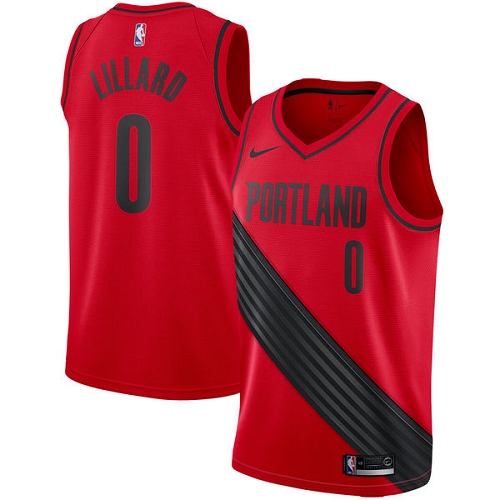 Portland Trail Blazers #0 Damian Lillard Red Womens Swingman Statement Edition Jersey Womens