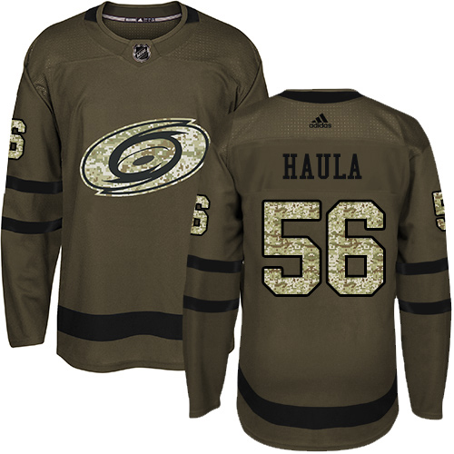 Adidas Carolina Hurricanes #56 Erik Haula Green Salute to Service Stitched Youth Jersey Youth