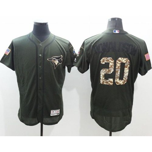 Toronto Blue Jays #20 Josh Donaldson Green Flexbase Authentic Collection Salute to Service Stitched Jersey Men's
