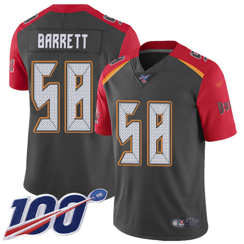 Tampa Bay Buccaneers #58 Shaquil Barrett Gray Youth Stitched Limited Inverted Legend 100th Season Jersey Youth