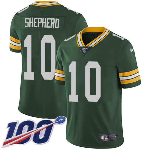 Green Bay Packers #10 Darrius Shepherd Green Team Color Youth Stitched 100th Season Vapor Untouchable Limited Jersey Youth