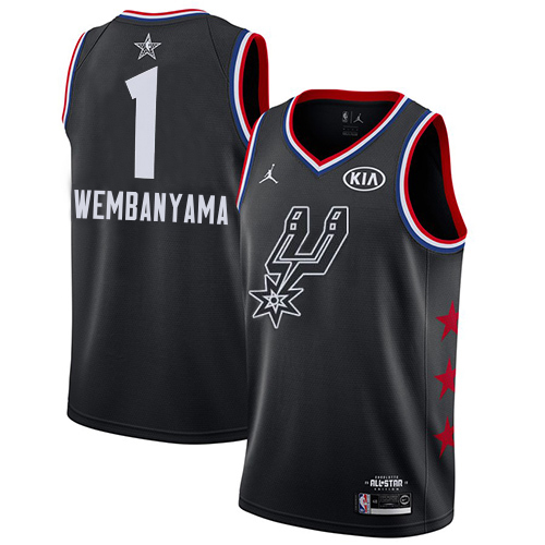San Antonio Spurs #1 Victor Wembanyama Black Youth Jordan Swingman 2019 All-Star Game Jersey