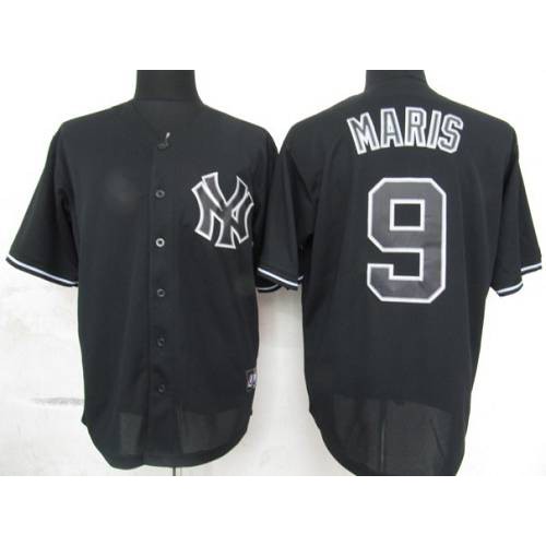 New York Yankees #9 Roger Maris Black Fashion Stitched Jersey Men's