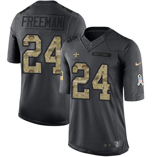 New Orleans Saints #24 Devonta Freeman Black Youth Stitched Limited 2016 Salute to Service Jersey Youth