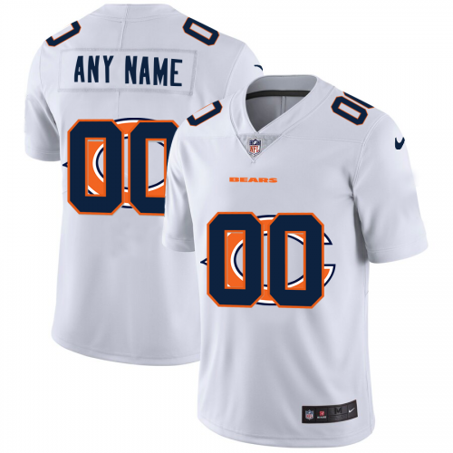 Chicago Bears Custom White Men's Team Logo Dual Overlap Limited Jersey