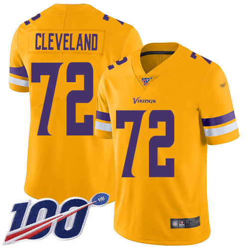 Minnesota Vikings #72 Ezra Cleveland Gold Youth Stitched Limited Inverted Legend 100th Season Jersey Youth