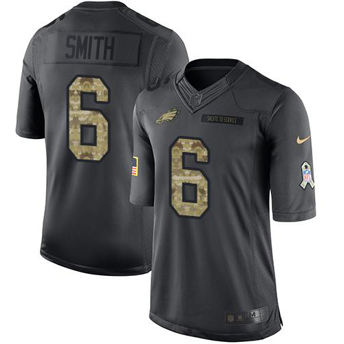 Eagles #6 DeVonta Smith Black Youth Stitched Limited 2016 Salute To Service Jersey
