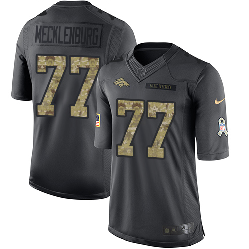 Denver Broncos #77 Karl Mecklenburg Black Men's Stitched Limited 2016 Salute to Service Jersey Men's