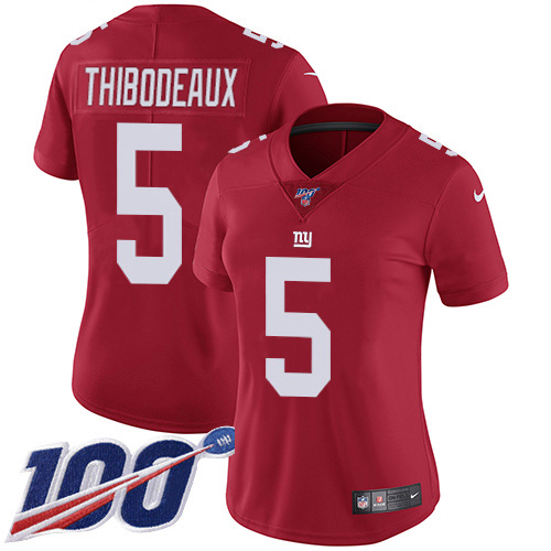 Giants #5 Kayvon Thibodeaux Red Women's Alternate Women's Stitched 100th Season Vapor Limited Jersey