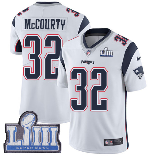 Patriots #32 Devin McCourty White Super Bowl LIII Bound Men's Stitched Vapor Untouchable Limited Jersey