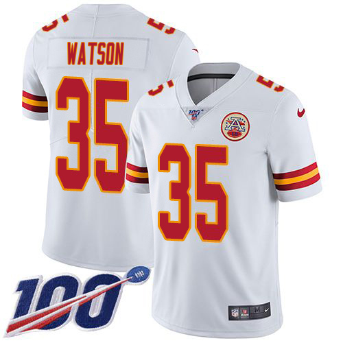 Chiefs #35 Jaylen Watson White Youth Stitched 100th Season Vapor Limited Jersey
