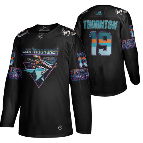 San Jose San Jose Sharks #19 Joe Thornton Men's Adidas 2020 Los Tiburones Limited Jersey Black Men's