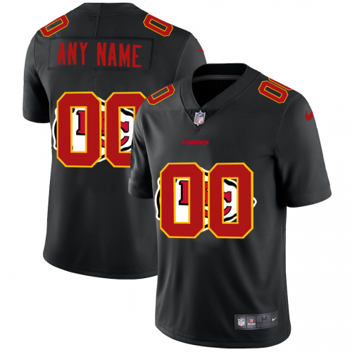 Kansas City Chiefs Custom Men's Team Logo Dual Overlap Limited Jersey Black