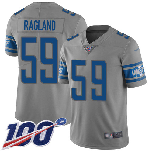Detroit Lions #59 Reggie Ragland Gray Men's Stitched Limited Inverted Legend 100th Season Jersey Men's