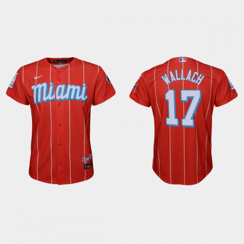 Miami Miami Marlins #17 Chad Wallach Youth 2021 City Connect Authentic Jersey Red Youth