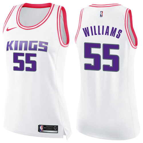 Sacramento Kings #55 Jason Williams White/Pink Womens Swingman Fashion Jersey Womens